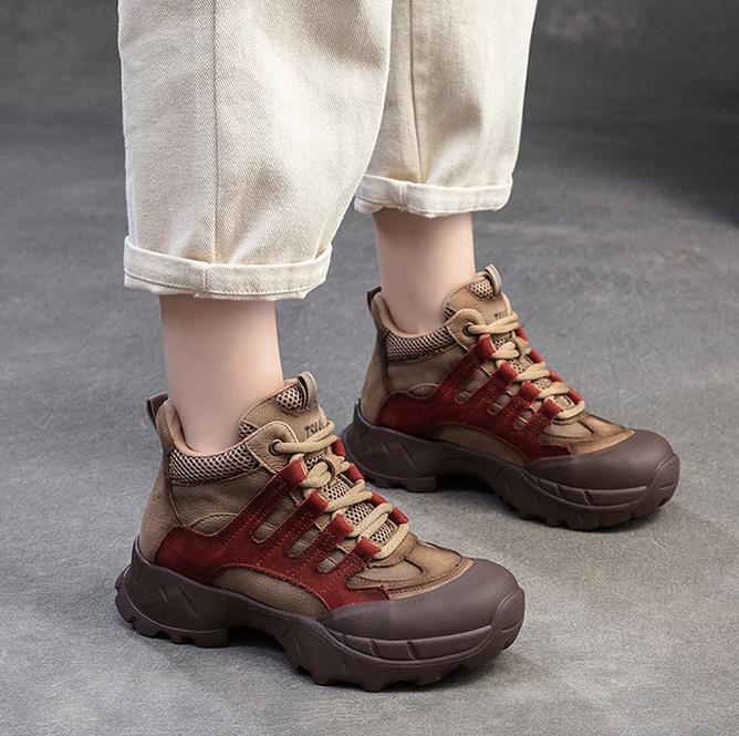 Fashion 4cm Suede Genuine Leather Plush Autumn Chunky Sneakers Platform Wedge Women Flats Vulcanize Loafer Spring Winter Shoes