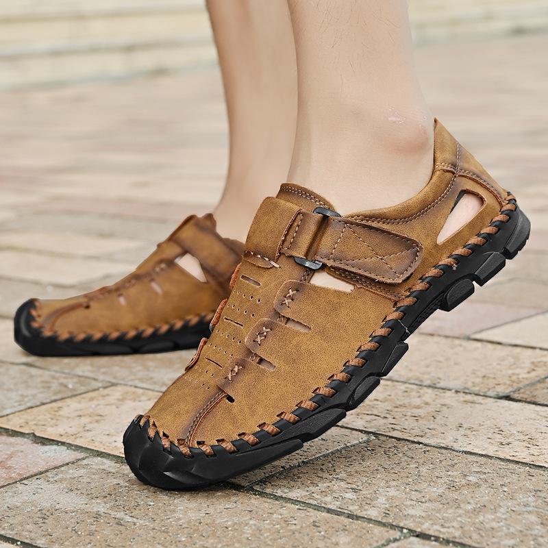 2025 New Large Size Men's Sandals Mesh Casual Beach Shoes Hand-sewn Outdoor Mesh Sandals