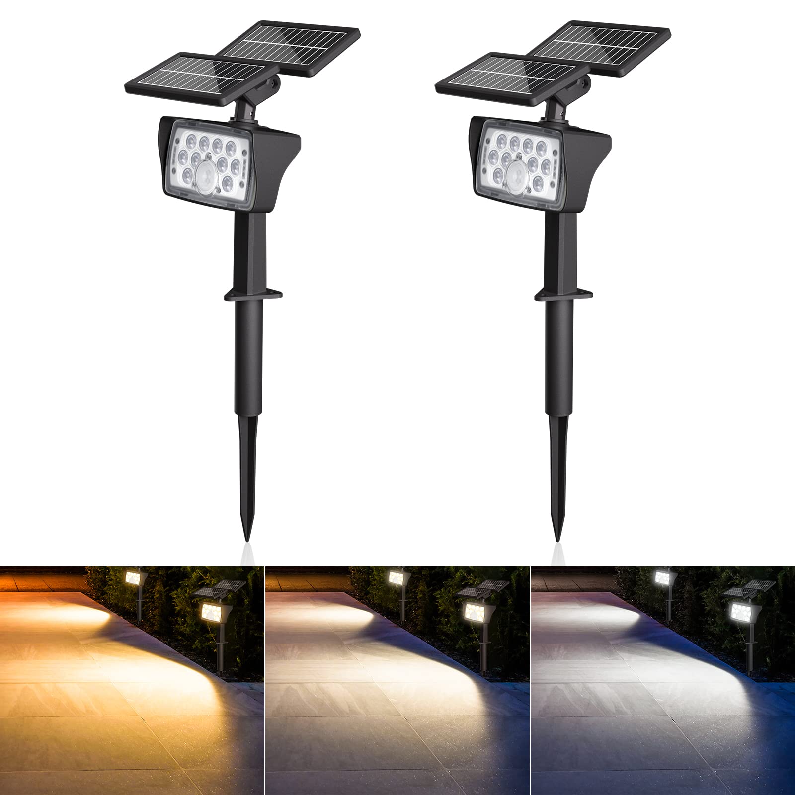 

Solar Garden Light, Sensor Light, Path Light, Bright, IP66 Waterproof, Switchable 800LM Motion Detection and 300LM Steady On, Cool White, Warm White,