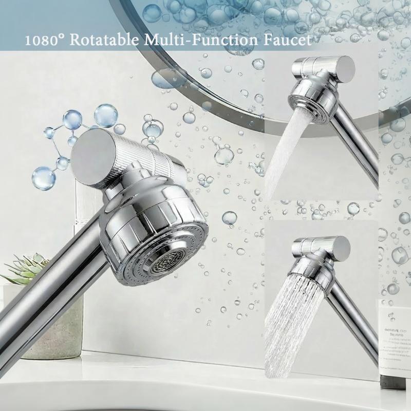 Black 1080° Swivel Robotic Arm Kitchen Faucet Dual Flow Modes Anti-Splash Brass Core for Home Kitchen Sink