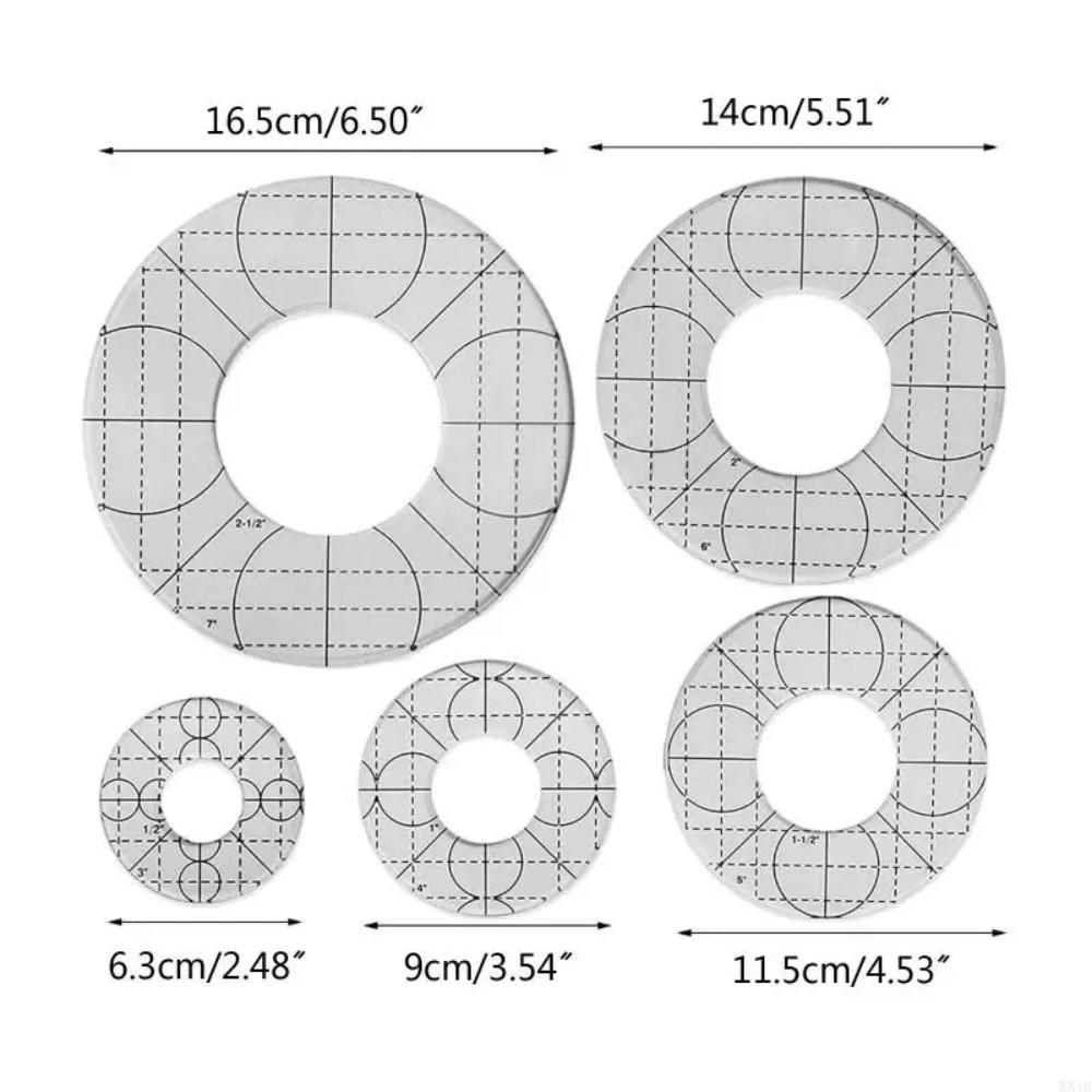 Acrylic Patchwork Ruler Set - 5PCS Sewing Multi Tool Quilting Templates Clothing Ruler Measurements