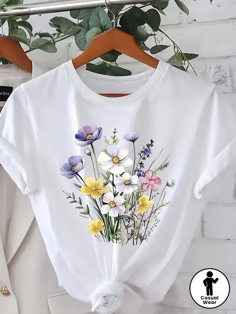 Aloha Hawaiian Hibiscus Flower Print Women T Shirt Casual Short Sleeve O-neck Summer Beach Oversized Tops Women Tropical Tops