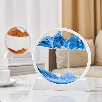 3D Rörlig Sandkonst Målning Ornament Runda Sandscen Timglas Kvicksand Rumsdekorationer Familjedekoration Målning Dekor Gåva