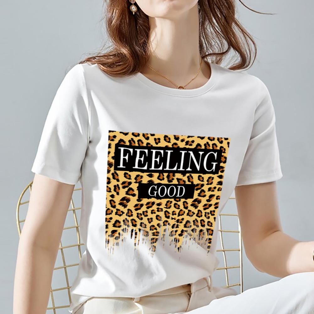 T Shirt Women Summer New Short Sleeve Leopard Print Clothing Women's T-Shirt Harajuku Graphic Clothing Women's Top