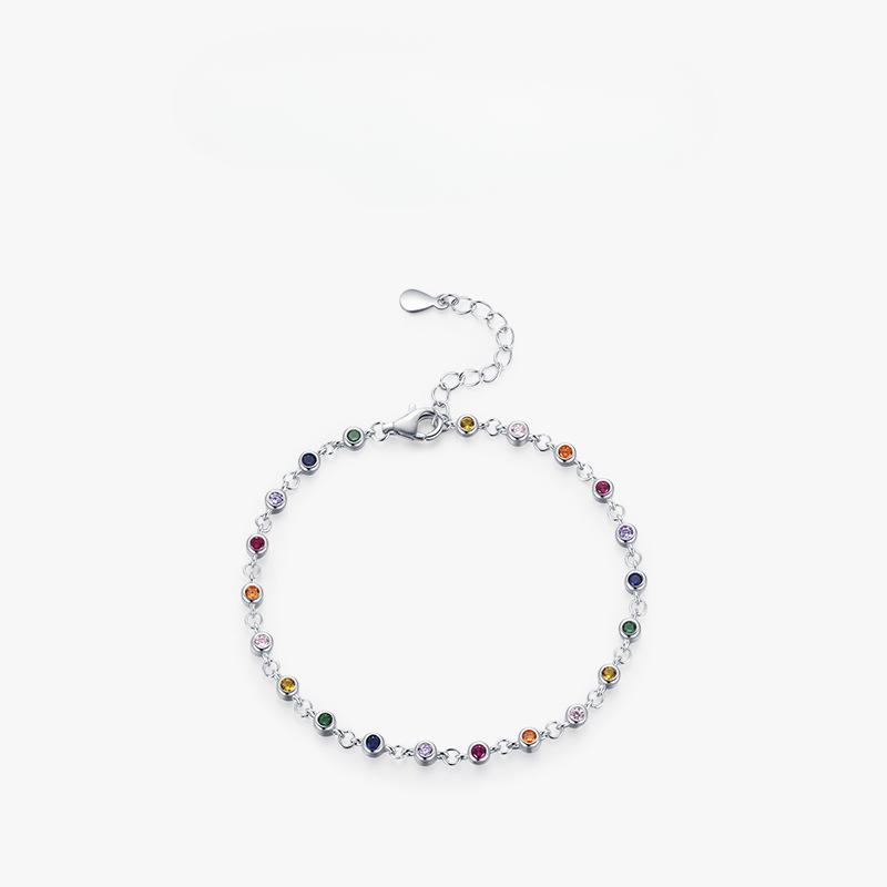 

Браслет из стерлингового серебра S925, корейский ins, нишевый дизайн, конфеты, радуга, сладкий пузырь, браслет ручной работы Adjustable size