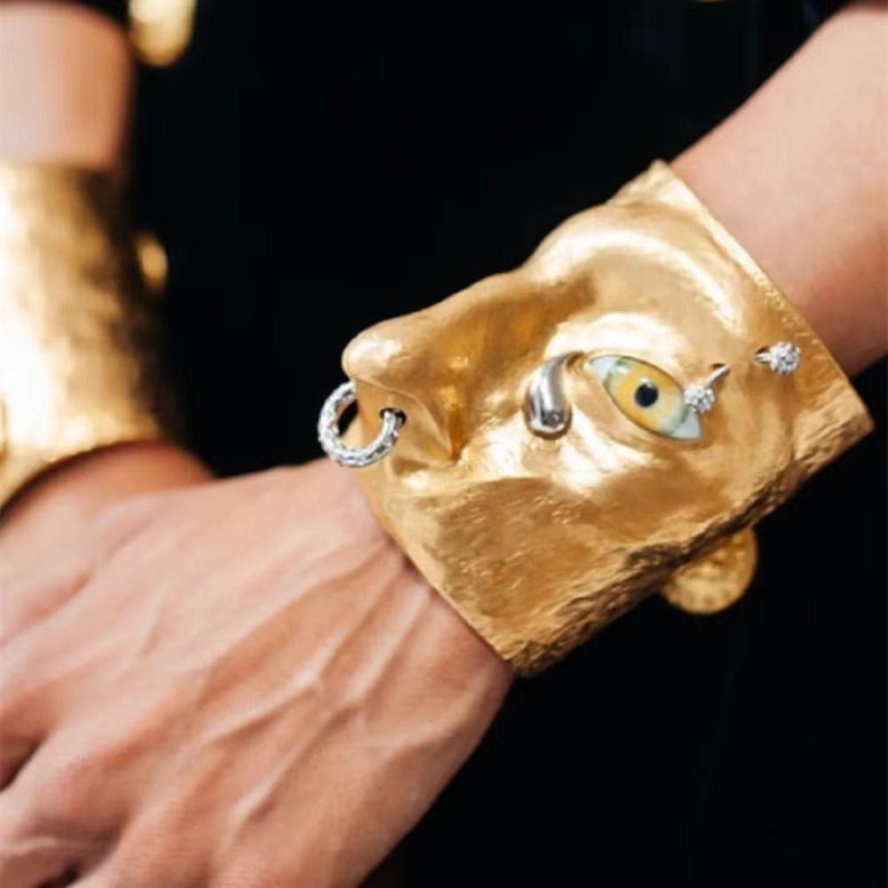 

Vintage Exaggerated Open Bangle Five Senses Geometric Cuff Bangles Girls Gift срібний
