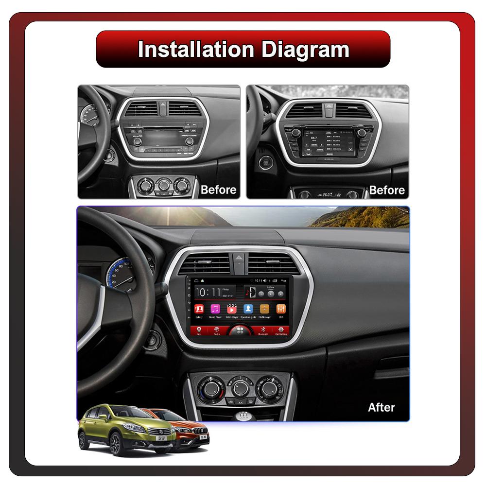 2Din Android Car-Play Car Radio,Suzuki SX4 2014-2021,Multimedia Player Head Unit Stereo GPS Navigation BT WIFI,1+16GB