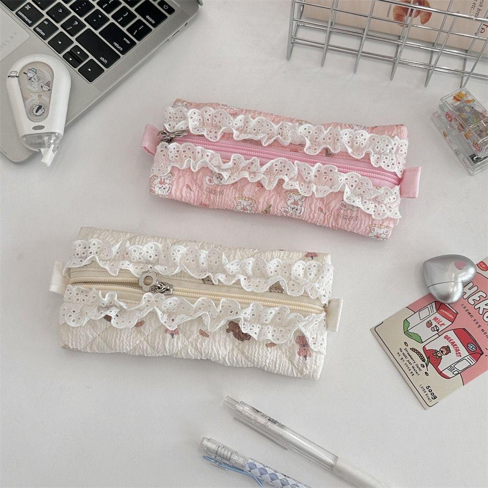 Fresh Flower Pattern Pen Case Large Capacity Stationery Storage Bag  Christmas Gift