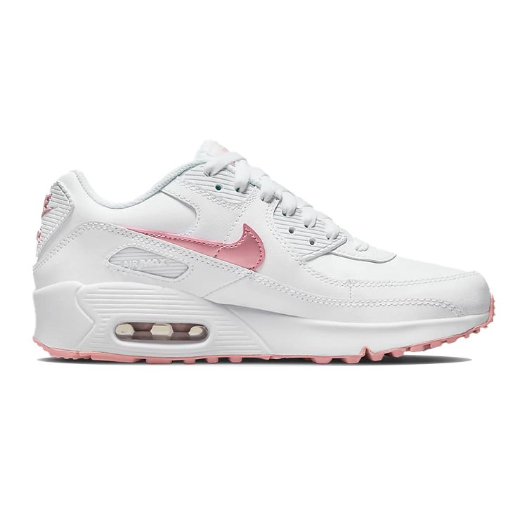Nike Air Max 90 Leather GS White Pink Glaze Kids Sneakers CD6864-115