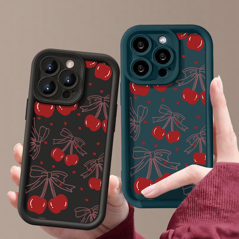 Bow Cherry TPU Case For IPhone 16 Pro Max Shockproof Soft Silicone For IPhone 15 14 Pro 13 12 Pro Max 11 Phone Cover Case Funda