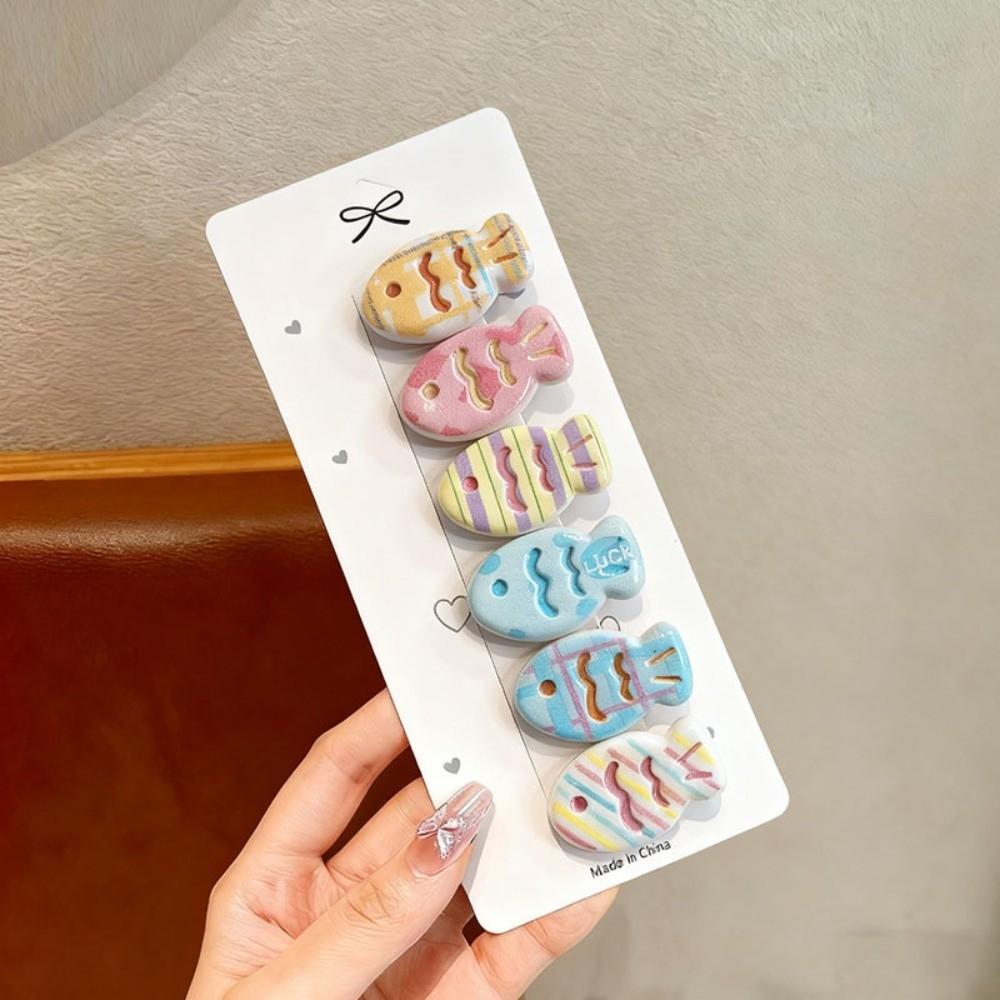 6Pcs/Set Polka Dot Oval Bow Hair Clip Sweet Hairpins Fashion Broken Hair Clip  Hair Accessories