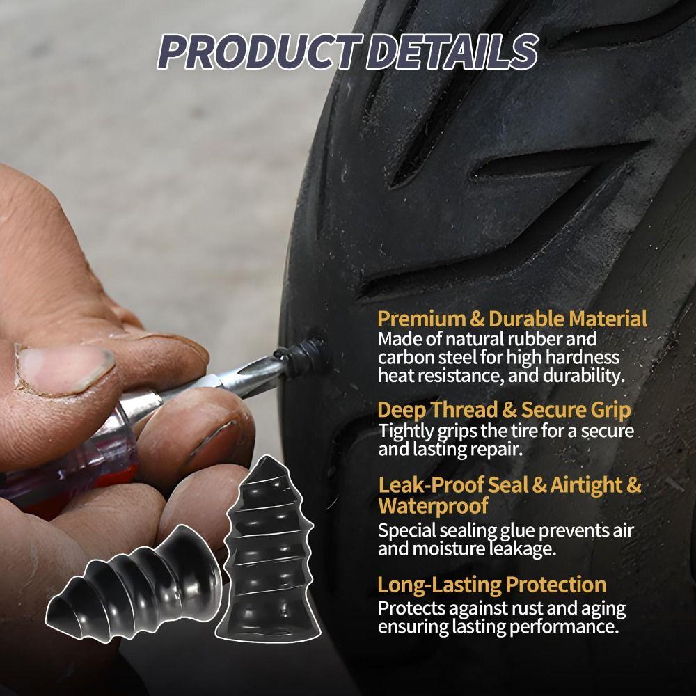40/100Pcs Spiral Vacuum Tire Repair Nail Self-Tapping Screw Tire Rubber Nails Tool  Bike
