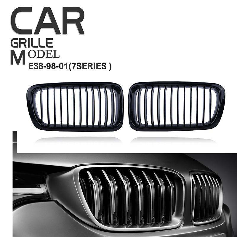Rhyming Front Bumper Kidney Grille Matte Black Single Slat Grill Fit For BMW 7 Series E38 1998-2001 Car Accessories