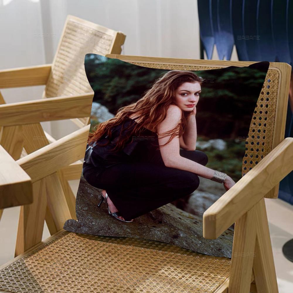 A-anne H-hathaway Pillow Gift Home Office Decoration Bedroom Sofa Car Cushion Cover Case 45x45