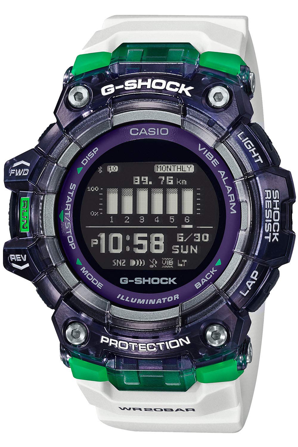 

Часы Casio Bluetooth G-Shock G-SQUAD GBD-100SM-1A7JF Мужские Белые/Зеленые