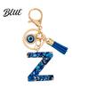 Keychain Charm Blue Series Pendant Initial Letter Key Chain with Eyes Pendant Tassel