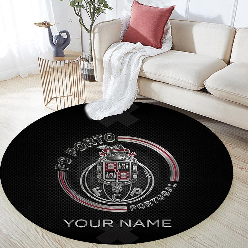 Custom Name Futebol Clube Do Porto Round Area Rug,Carpet Rug for Living Room Bedroom Sofa Playroom Decor,Non-slip Floor Mat