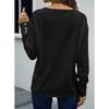 Women's Hollowed Out V-neck Off Shoulder Long Sleeved Button T-shirt