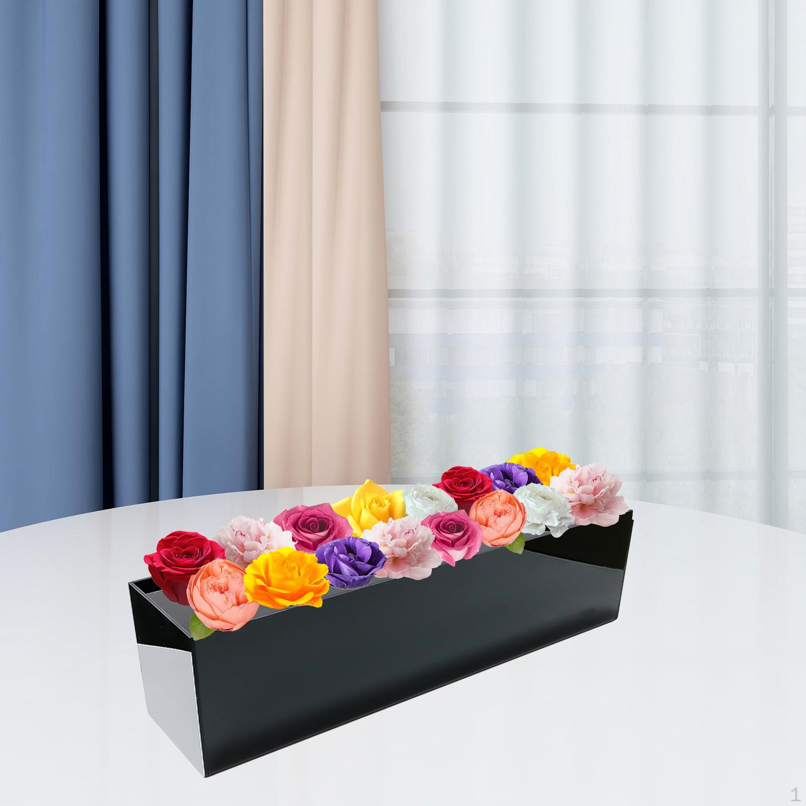 

Acrylic Flower Vase Floral Centerpiece Rectangle with Holes Hydroponic Decorative 40cmx10cmx10cm