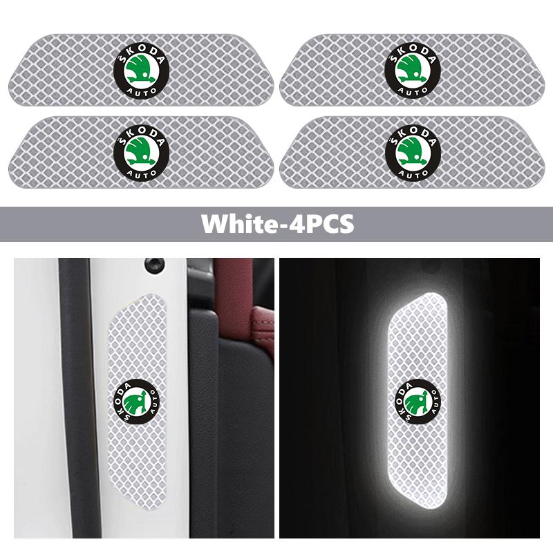 HGWE4 Car Wheel Eyebrow Stickers Reflective Protective Stickers Night Anti-collision Strip For Skoda S Kodiaq Octavia 2 3 Yeti Karoq