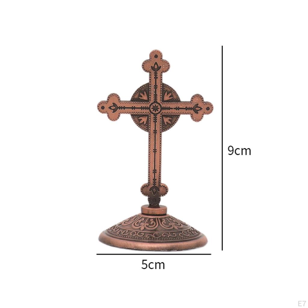Cross Figurine Religious Art Piece Zinc Alloy Tabletop Decoration for Home And Office