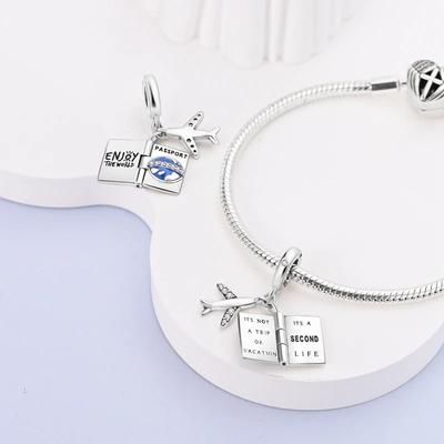 Aircraft And Passport Pendantscopper Platedoriginal Beads Fit Originalcharms Bracelet Beads Jewelry Gifts For Women