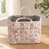 Quilted Cotton Storage Basket Lightweight Floral Organizer Bin for Nursery