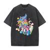 Cute Anime Dark Magician Girl T-shirt Y2k Washed Oversized T Shirt Men's Clothing Summer Short Sleeve Tops