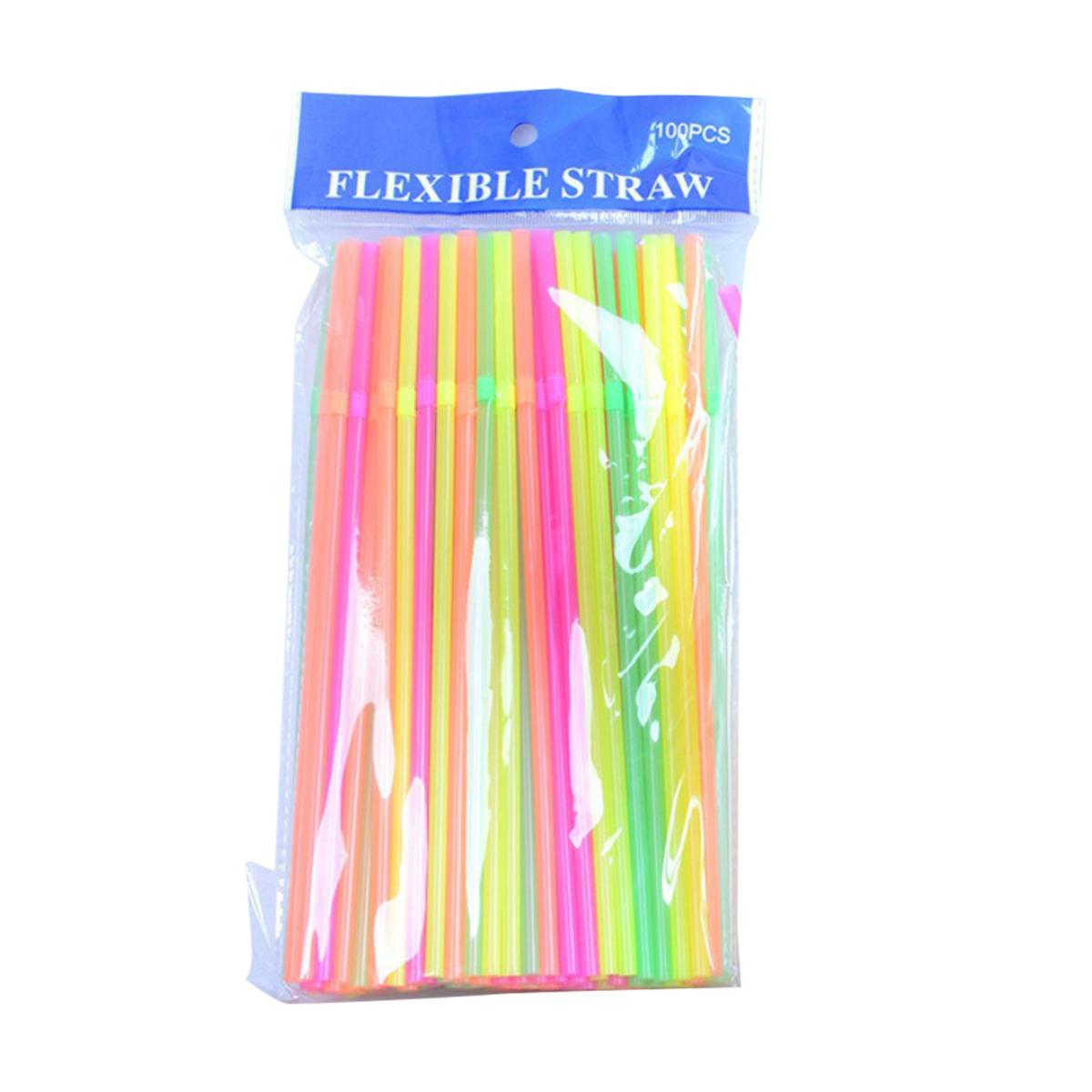

1 комплект соломинок, гибкие одноразовые соломинки, красочные гибкие соломинки для напитков для украшения вечеринки 1 Bag 100pcs