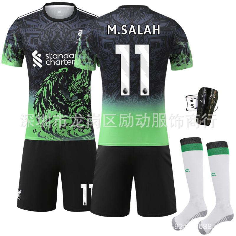 Klubové zelené přechodové tričko Wirtz Salah Liverpool Speciální pamětní edice Rychleschnoucí