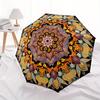 1pc Mandala Pattern Automatic Folding Umbrella - Portable Foldable Design with 8 Ribs, Durable Plastic & Iron Frame, Casual Outdoor Accessor