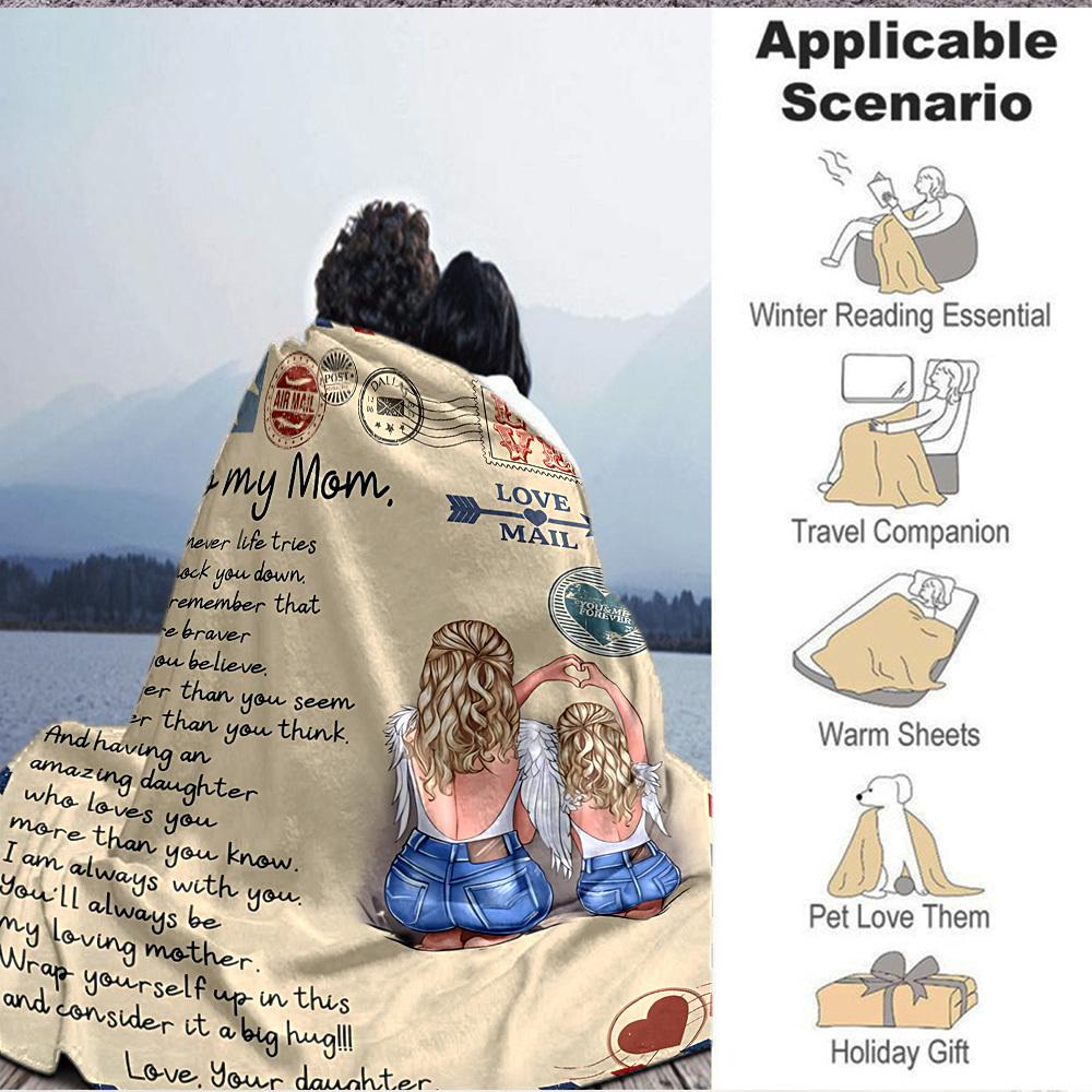 1pc Letter To Mom Pattern Soft & Warm Polyester Knit Blanket, Digital Printed, All-Season Throw for Napping, Traveling, Sofa yy250906031