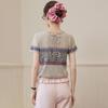 Damen Jacquard-Strick Top mit kurzen Ärmeln