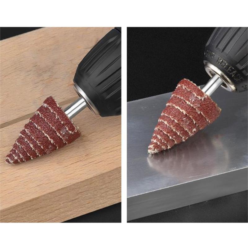 Vielseitige 5 Stück Kegelförmige Schleifpapier Entgratungs-Schleif-Polier-Lamellenschleifscheibe Schleifkopf für Tieflochpolitur