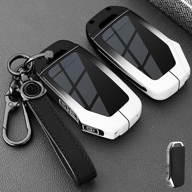 Zinc Alloy Key Cover Case for KIA K3/Seltos/EV5/Sportage/Stonic/KX3/Sportage/EV9 - Protective Key Fob Shell Key Bag Chain