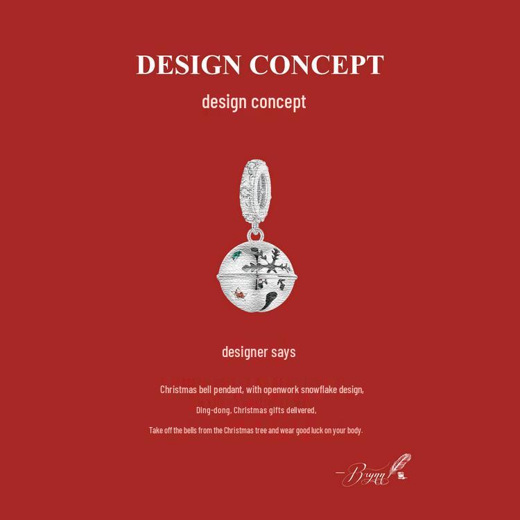 Yinziyun Sterling Silver Snowflake Bell Pendant Necklace