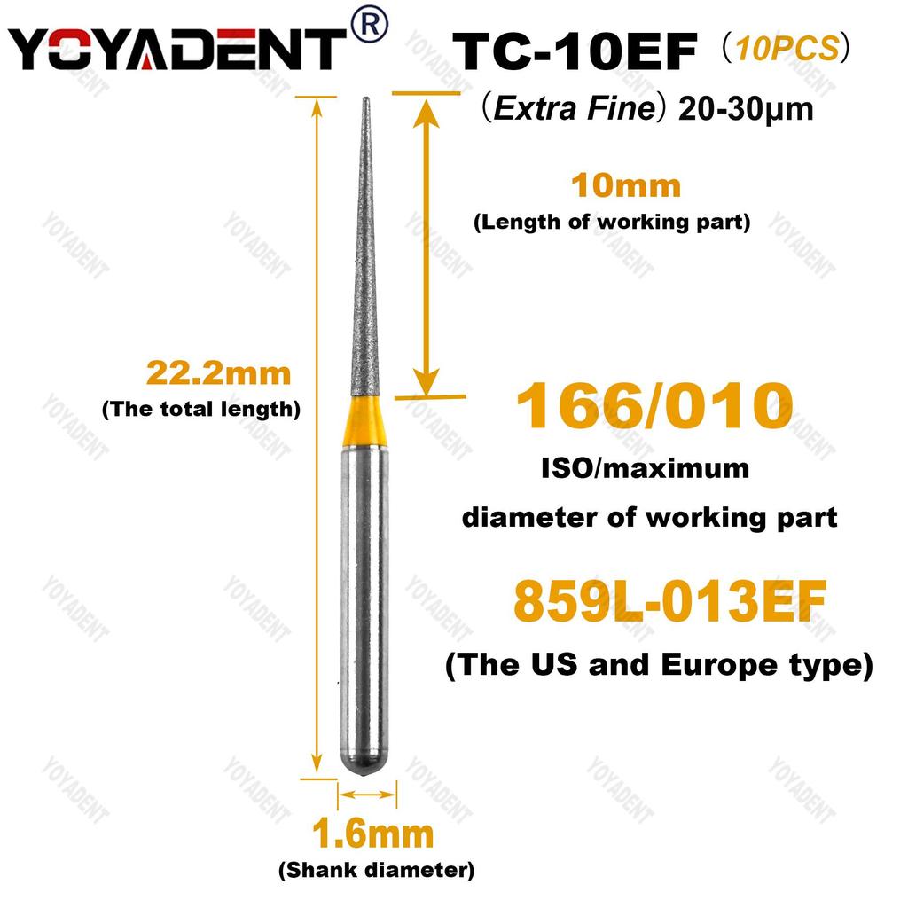 10Pcs/Pack Dental Diamond Burs Polishing Material SR TC Type Dia.1.6mm For High Speed Handpiece Teeth Whitening