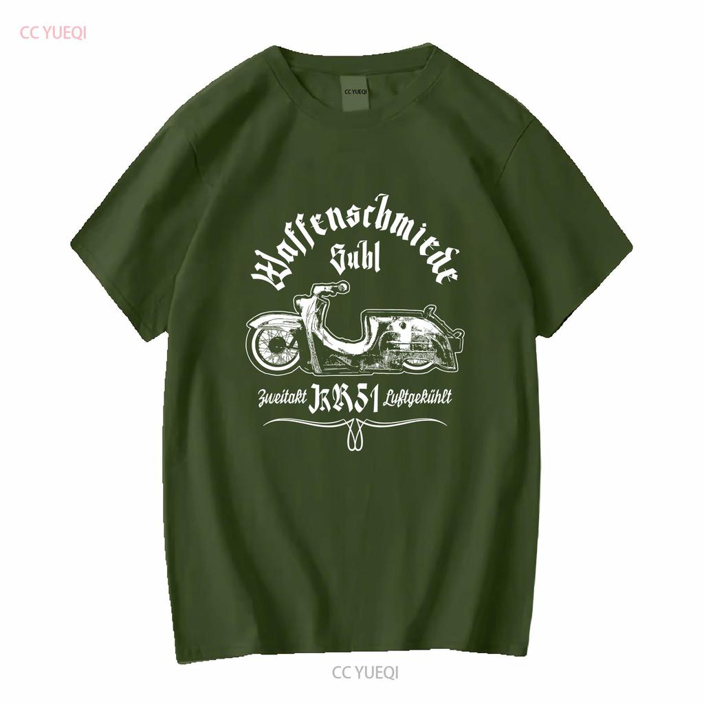 Büchsenmacher Suhl Schwalbe T-Shirt Braun KR51 Roller Moped Lustig Simson Star lang- oder kurzärmelig Vintage Gewaschene Mode Homme