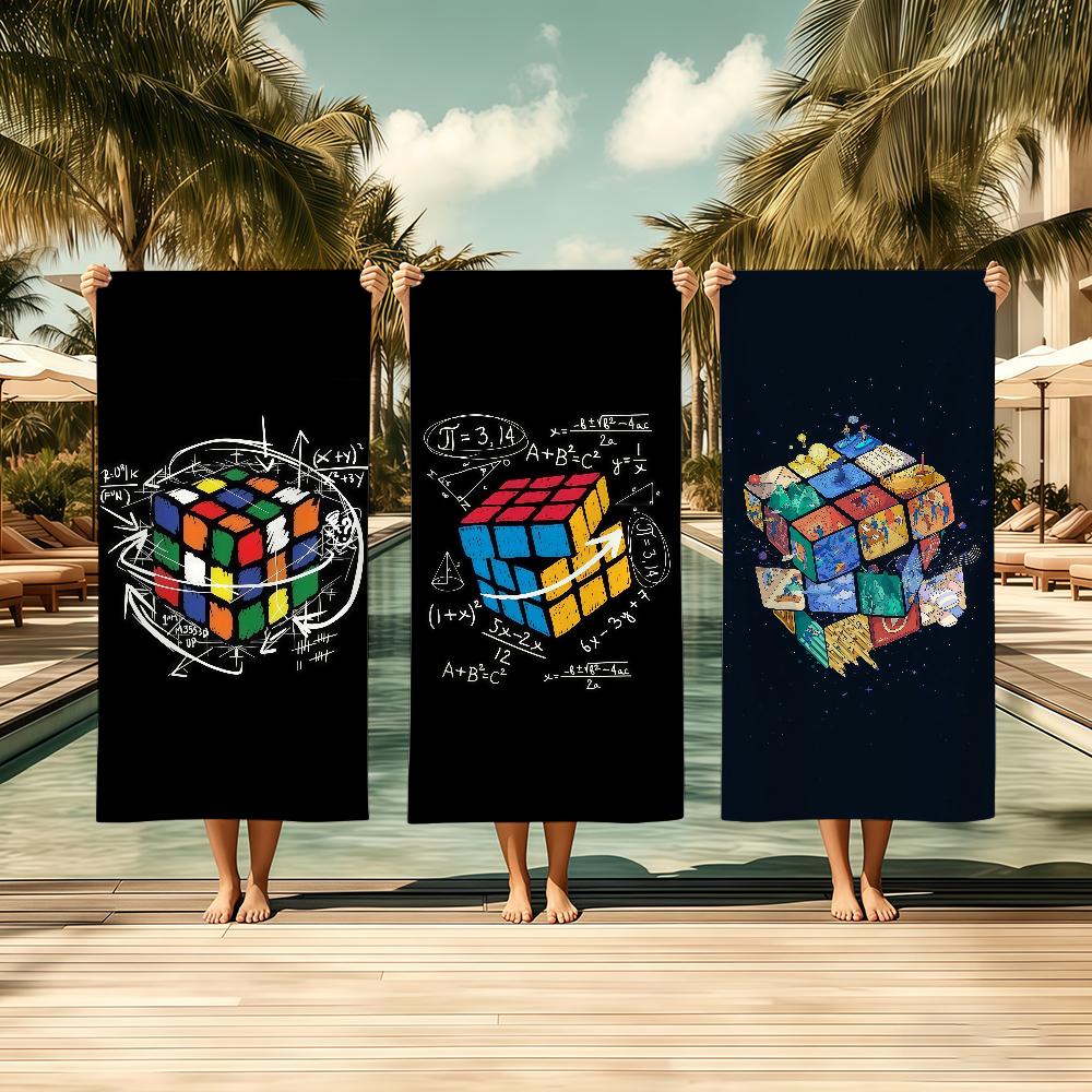 R-RubiksS C-CubeS Towel Textile Bathrobe Beach Quick-Drying Lightweight Portable Camping Swim Pool Travel