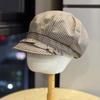 Korean Style Fine Plaid Beret Solid Color Spring Painter Cap Versatile Ruffle Octagonal Hat  Work