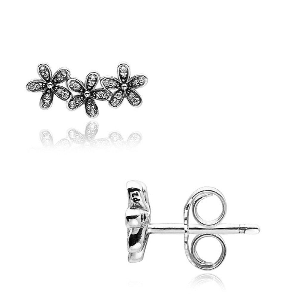 Pandora 290744Cz Moment Dazzling Daisy Flower Silver Earrings