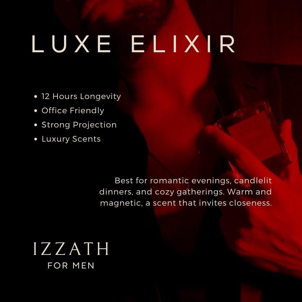 IZZATH Luxe Elixir Eau De Parfum 50ml | Luxury Men’s Perfume with Chestnut, Sugar, Sage, Lavender, Vanilla & Smoke |