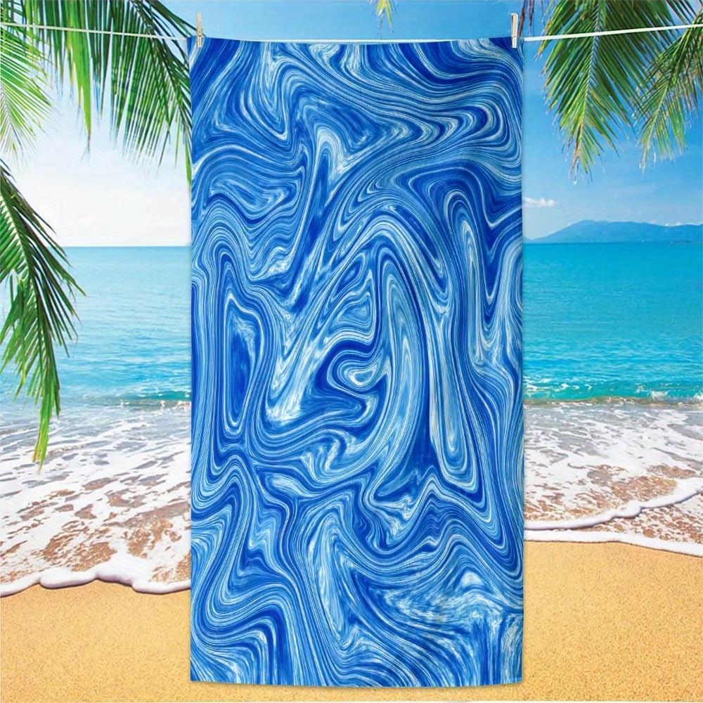 

1pc Oversized Blue Microfiber Beach Towel - Quick-Dry, Sand-Free, Lightweight & Absorbent for Travel,Yoga,Sports, Pool, Swimming W40*H60(CM)