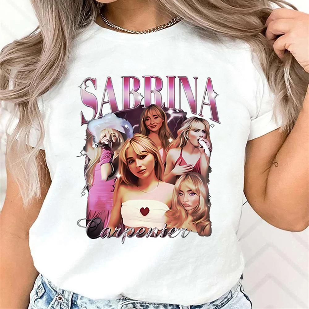 Sabrina Carpenter t shirt Women University korean clothes Psychedelic kawaii shirt Comfortable Pop Culture Graphic Trendy Retro