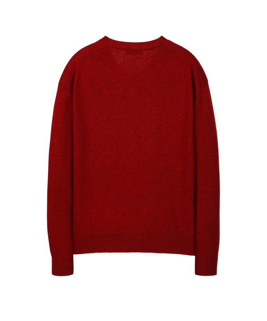 IL CORSO Lambswool Cozy V-Neck Knit Burgundy Iesw5F001D2