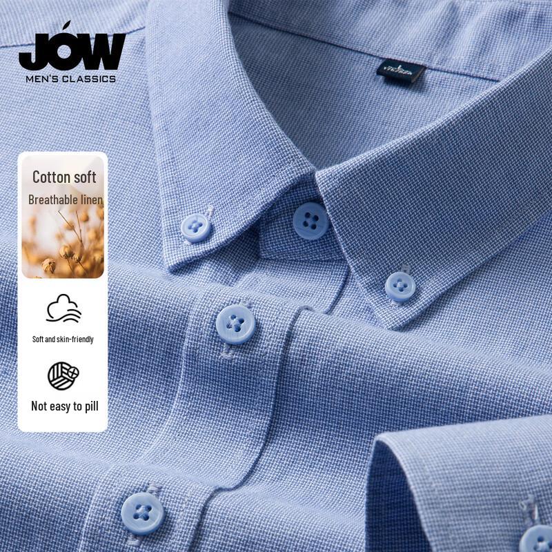 Qiaowo Men s Cotton Lyocell Linen Blend Solid Long Sleeve Shirt L