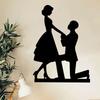Metal Wall Art Proposal Scene Romantic Statue Mural Valentine Gift Wedding Anniversary Home Decor Rust Resistant Sculpture