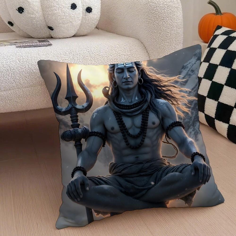 SShiva Trident Cushion Cover Throw Pillow Cover Hidden Button Durable Polyester Chair Cushion