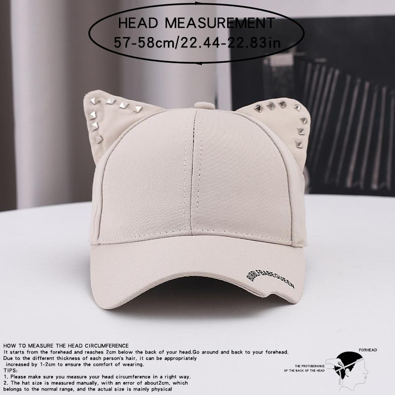 Original Personality Trend Rivet Inlaid Baseball Cap Men's and Women's Cap Cat Ears Denim Baseball Cap