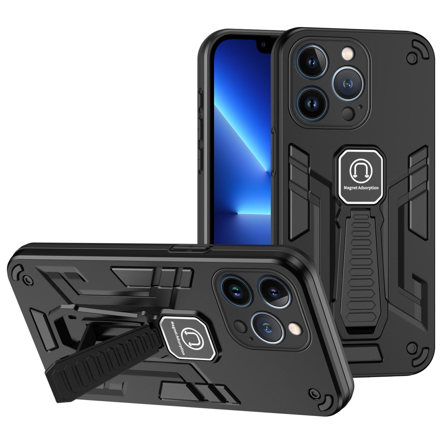

For iPhone 13 Pro Kickstand Case Shockproof Mobile Phone Back Cover Black